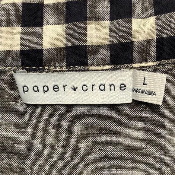 Paper Crane Checkered Button Down Babydoll Shirt - Picture 6 of 7